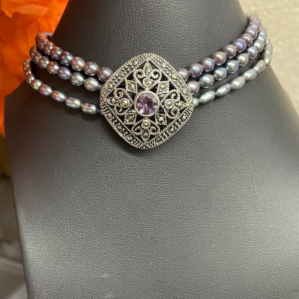 Purple pearl and silver